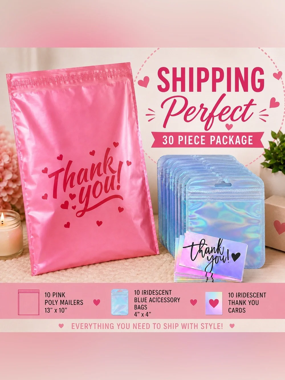 30-Pack shipping bundle of polymers, accessory packs, thank you cards